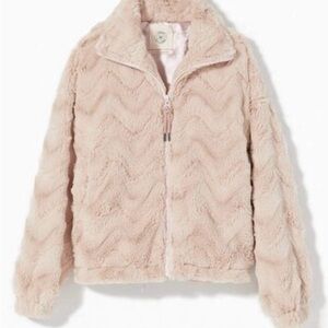 Ultra-Soft Fuzzy Cozy Chevron Luxe Jacket Urban Outfitters Plush Zip Up Small